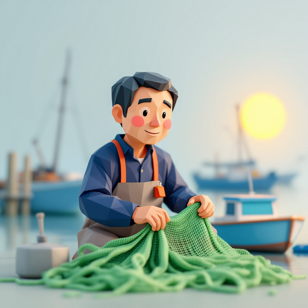 独立漁師(漁協組合員)のキャラクターイラスト